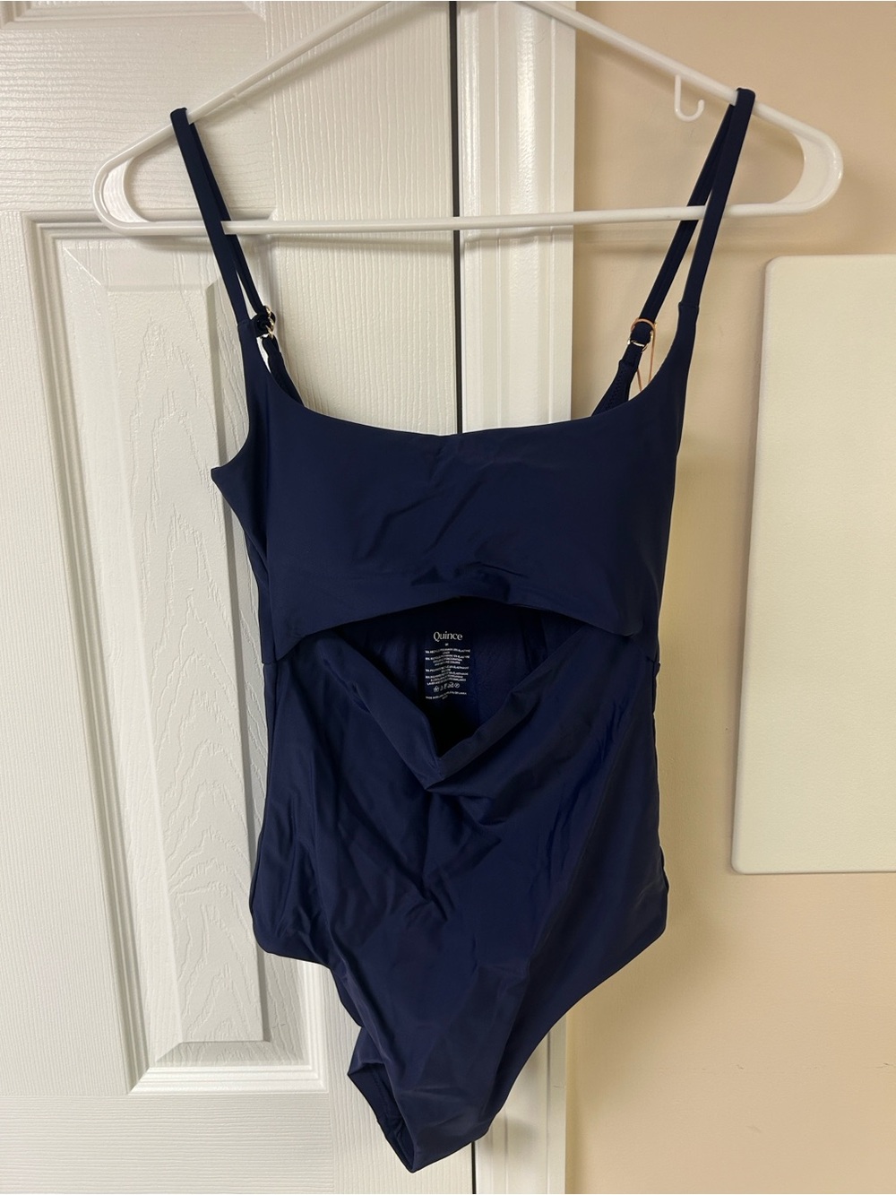 NWT Quince Italian Cut Out One-Piece Swimsuit Blue